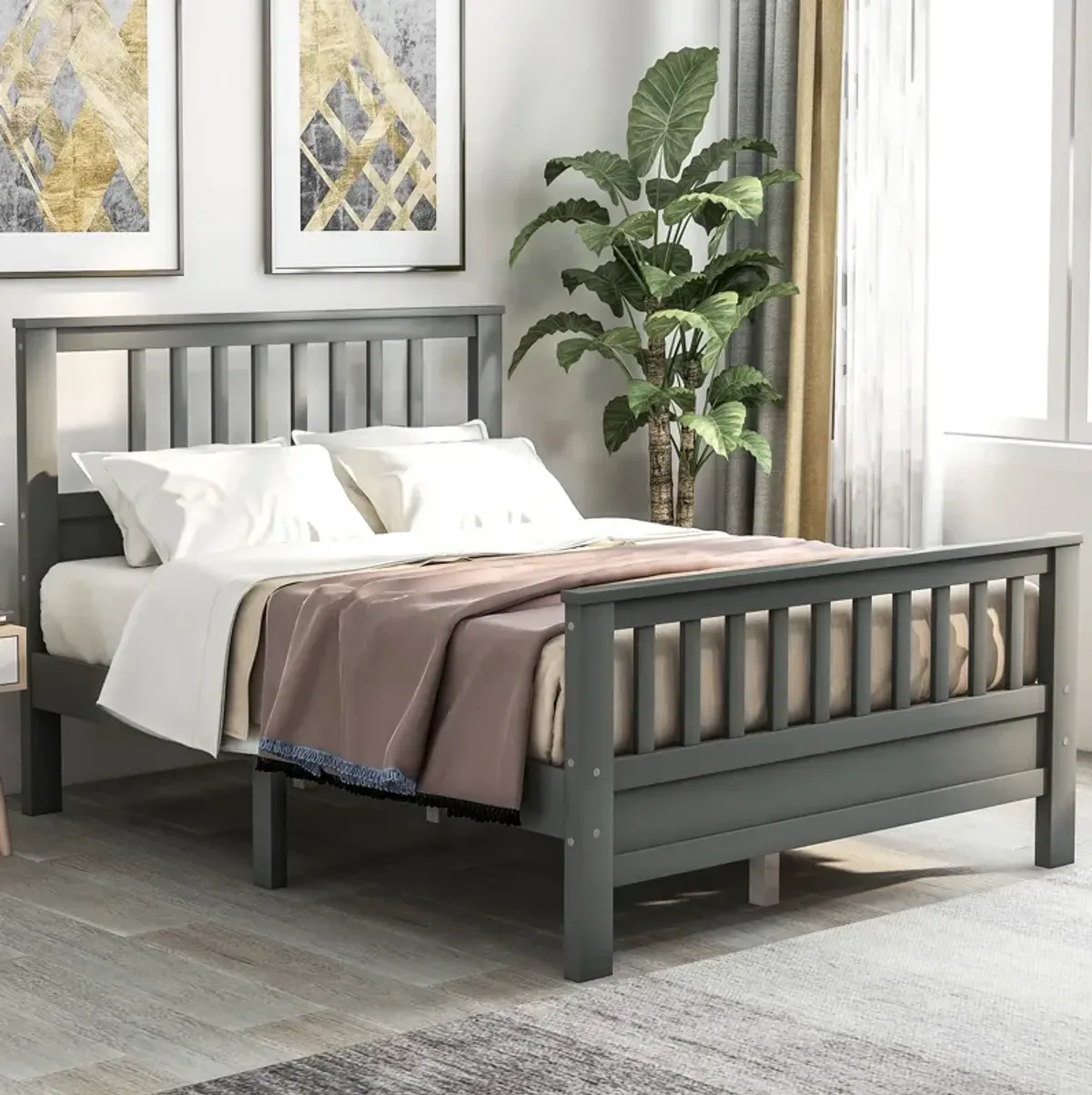 Merax Standard Platform Bed with Headboard