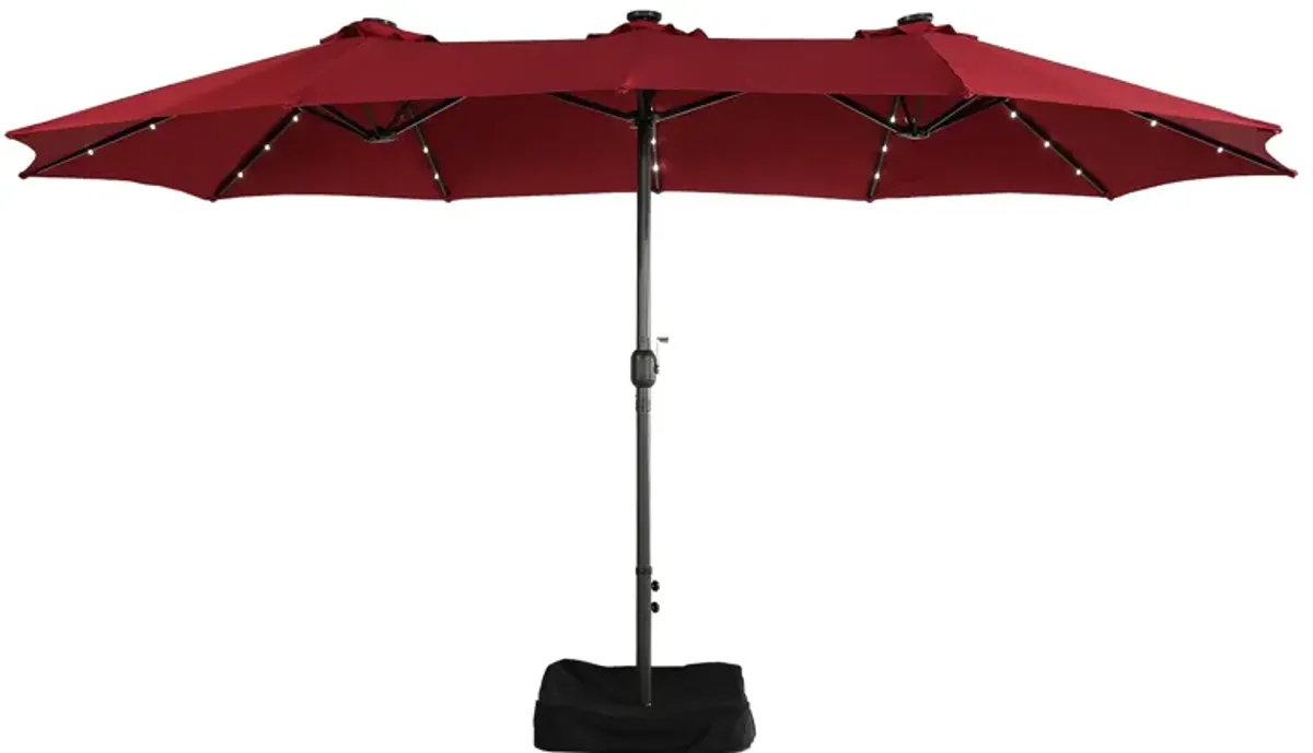 15ft Patio Maket Umbrella with base and led.