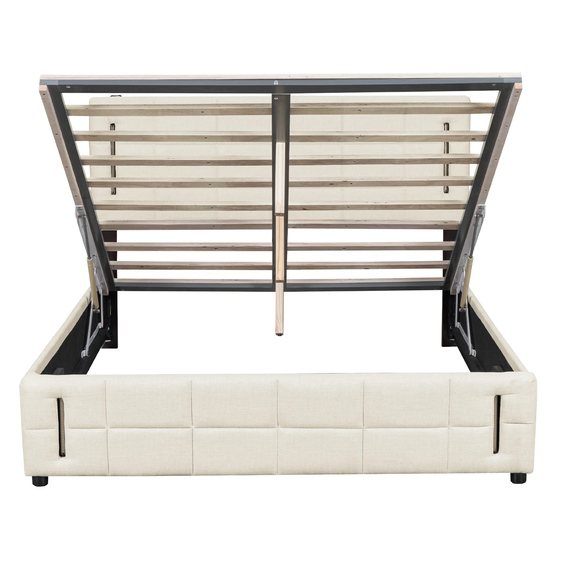 Merax Platform Bed with Hydraulic Storage System and LED Light