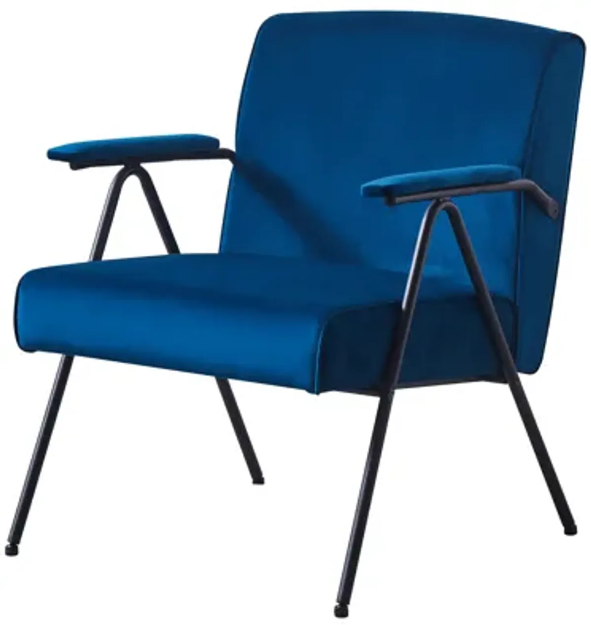 Cloth leisure, black metal frame accent chair, for living room and bedroom, blue