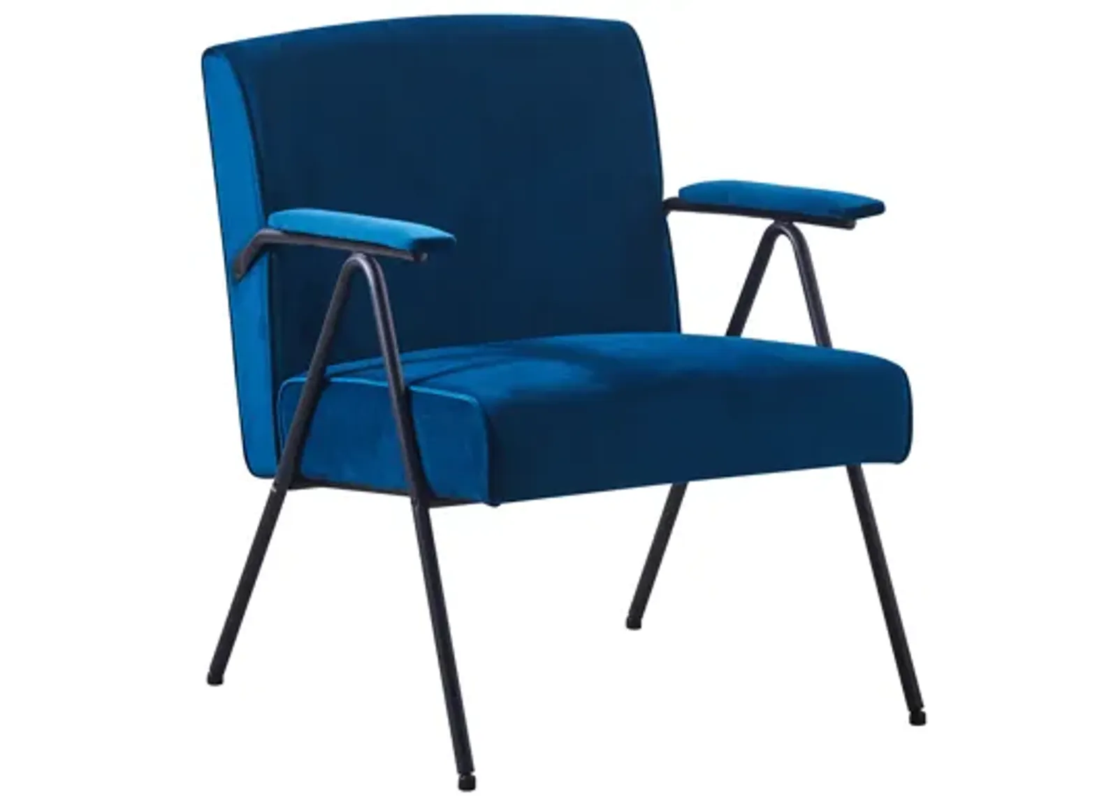 Cloth leisure, black metal frame accent chair, for living room and bedroom, blue