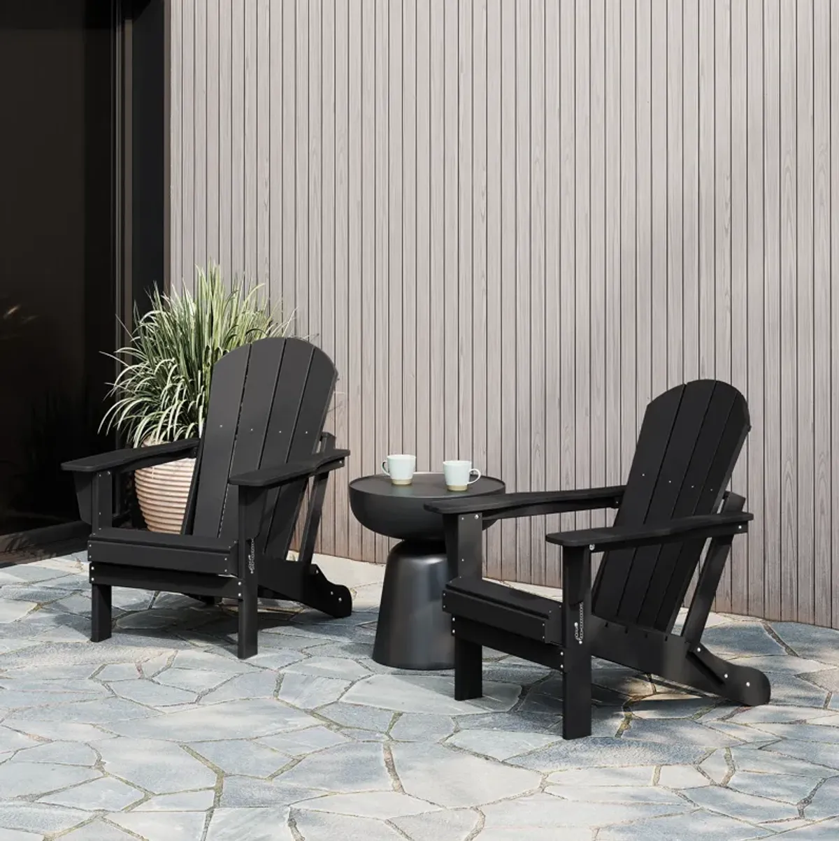 WestinTrends Westintrends 2 piece set outdoor folding Poly Adirondack chair