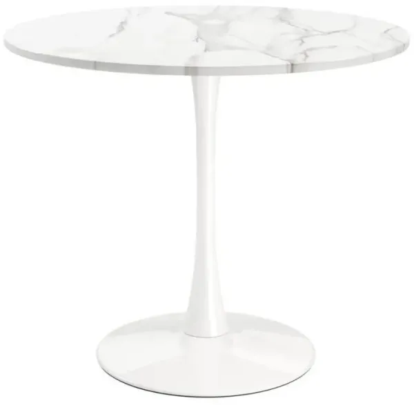 Modern Classic Round Pedestal Dining Table with Top and Gold Base