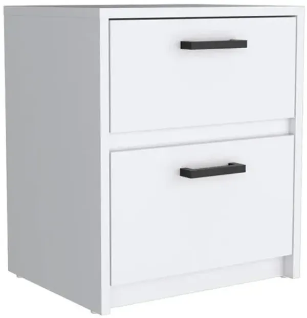 DEPOT E-SHOP Bethel 2 Drawers Nightstand with Handles, White