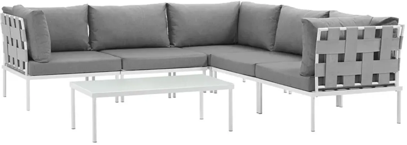 Harmony Outdoor Patio Sectional Sofa Furniture Set - All-Weather Waterproof, Comfortable & Stylish. Includes Coffee Table, Corner Sofas, Armless Chairs.