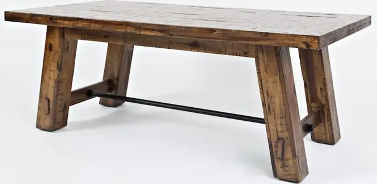 Jofran Cannon Valley Rustic Distressed Industrial Trestle 50 Coffee Table