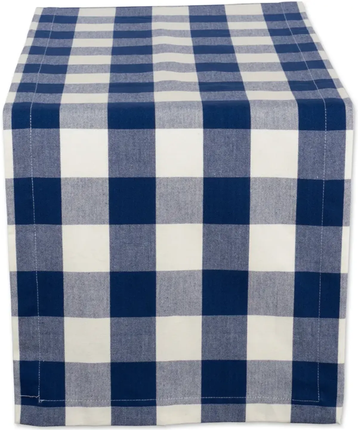 14" x 108" Navy Blue and Ivory Buffalo Checkered Pattern Rectangular Table Runner