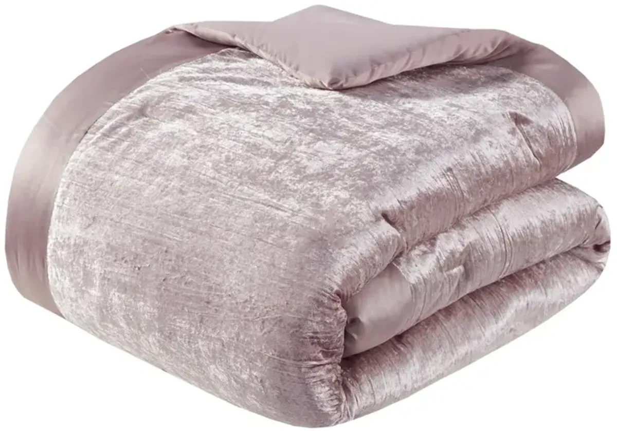 Gracie Mills 5-Piece Solid Crinkle Velvet Comforter Set