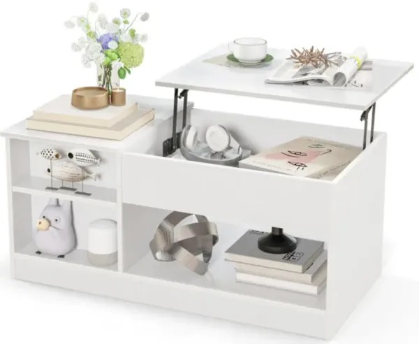 Hivvago Modern Coffee Table with Lift Tabletop and Storage Compartments