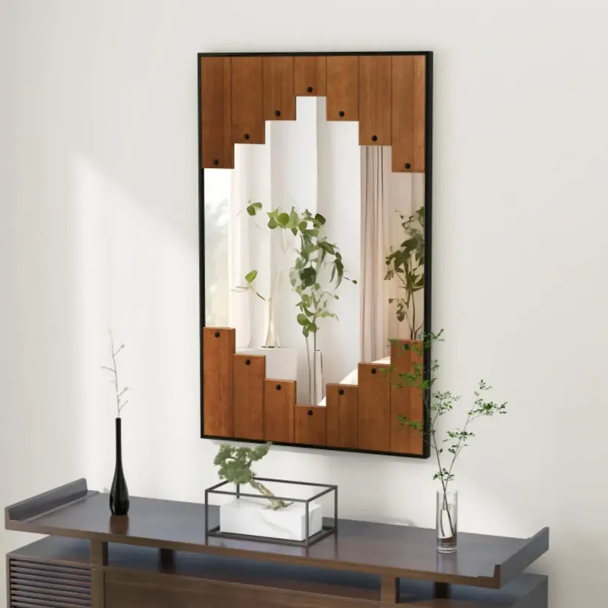 Hivvago 37.5" x 26.5" Decorative Rectangle Wall Mirror with Piano Key-Shaped Frame