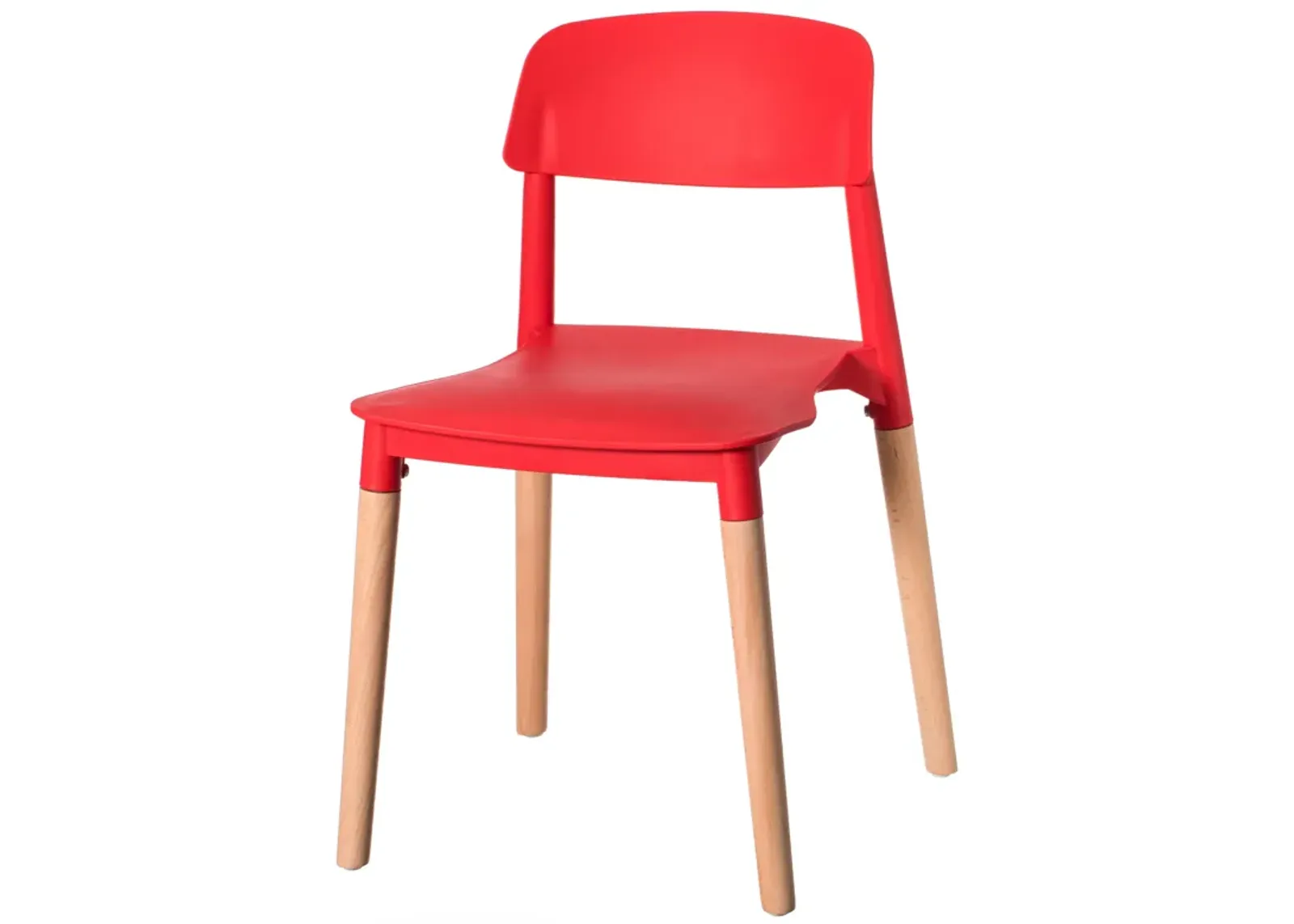 Modern Plastic Dining Chair Open Back with Beech Wood Legs, Yellow