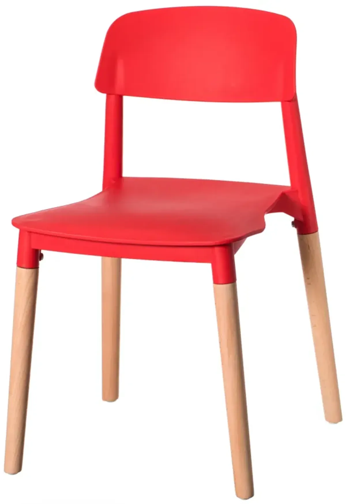 Modern Plastic Dining Chair Open Back with Beech Wood Legs, Yellow