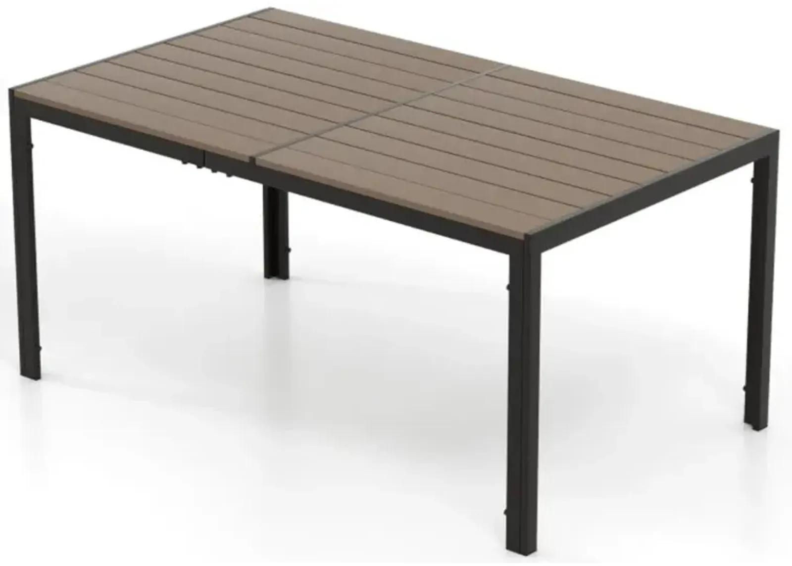 Hivvago 59 x 35 Inch Large Outdoor Rectangle Dining Table with Metal Legs