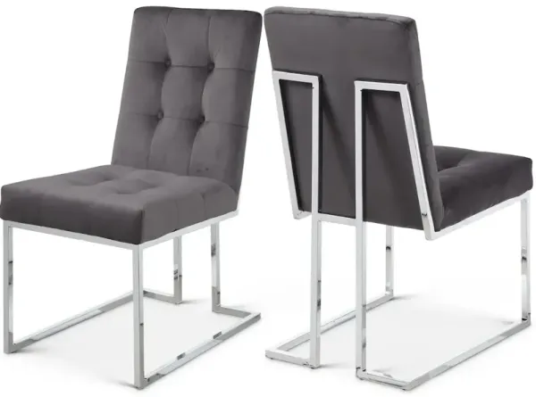 Meridian Furniture Alexis Grey Velvet Dining Chair, Set of 2