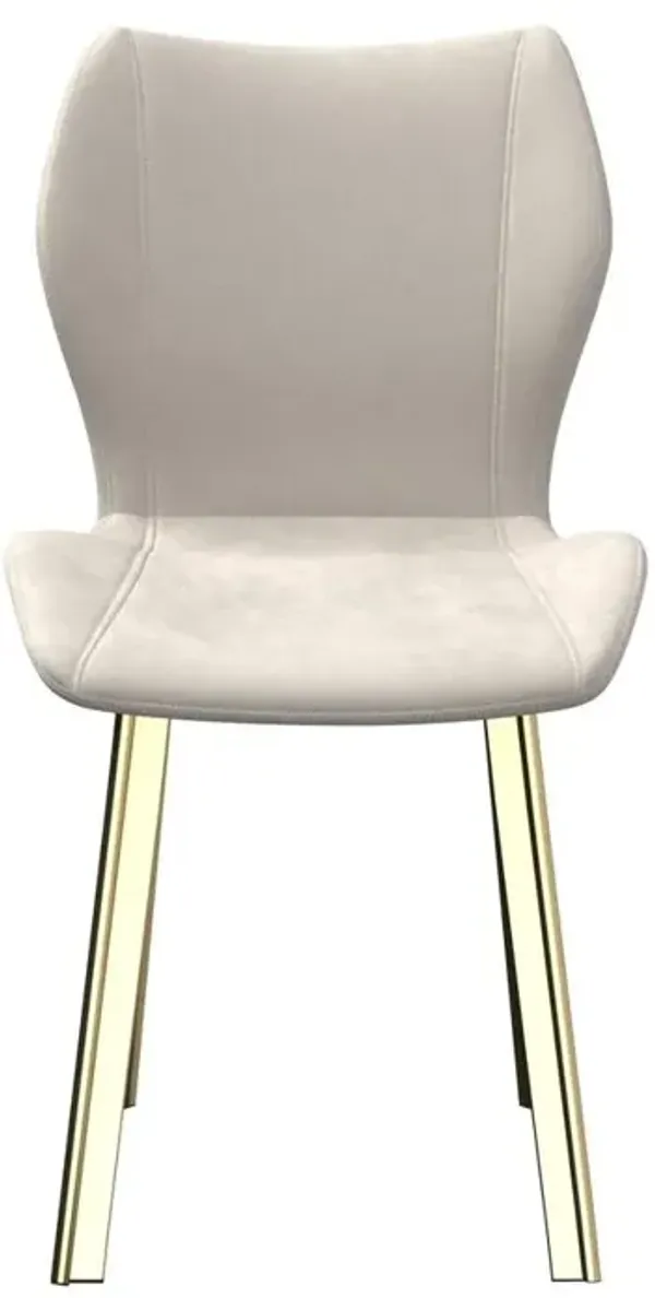 Fabric Dining Chair/Gold Legs, Cream Velvet, Set Of 4