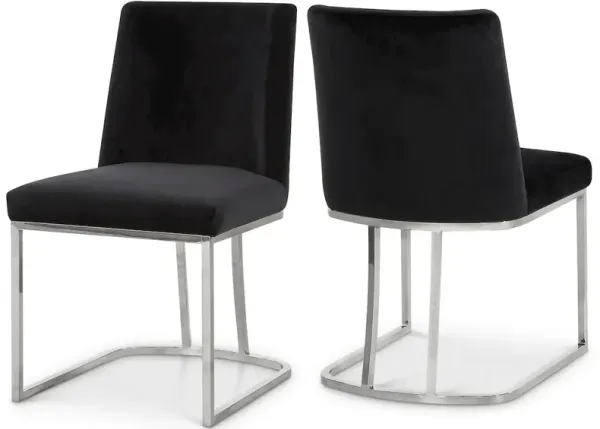 Meridian Furniture Heidi Black Velvet Dining Chair, Set of 2