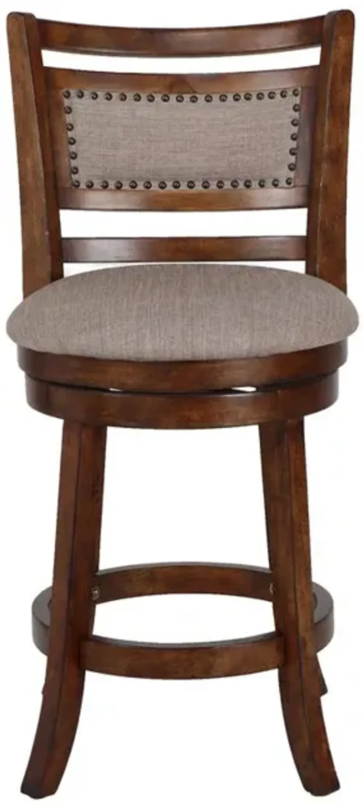 New Classic Furniture Aberdeen Wood Swivel Counter Stool with Fabric Seat in Dark Brown