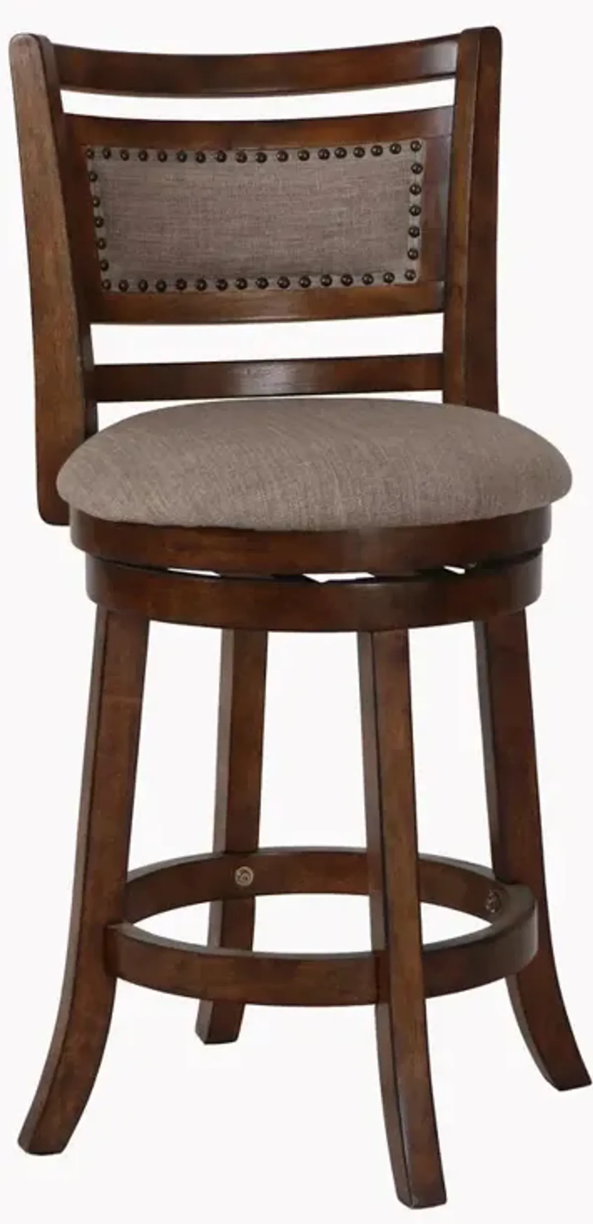 New Classic Furniture Aberdeen Wood Swivel Counter Stool with Fabric Seat in Dark Brown