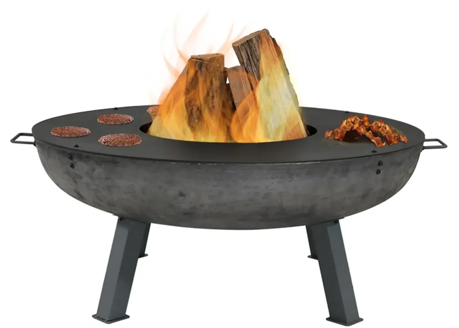 Sunnydaze 40 in Cast Iron Fire Pit Bowl with Cooking Ledge