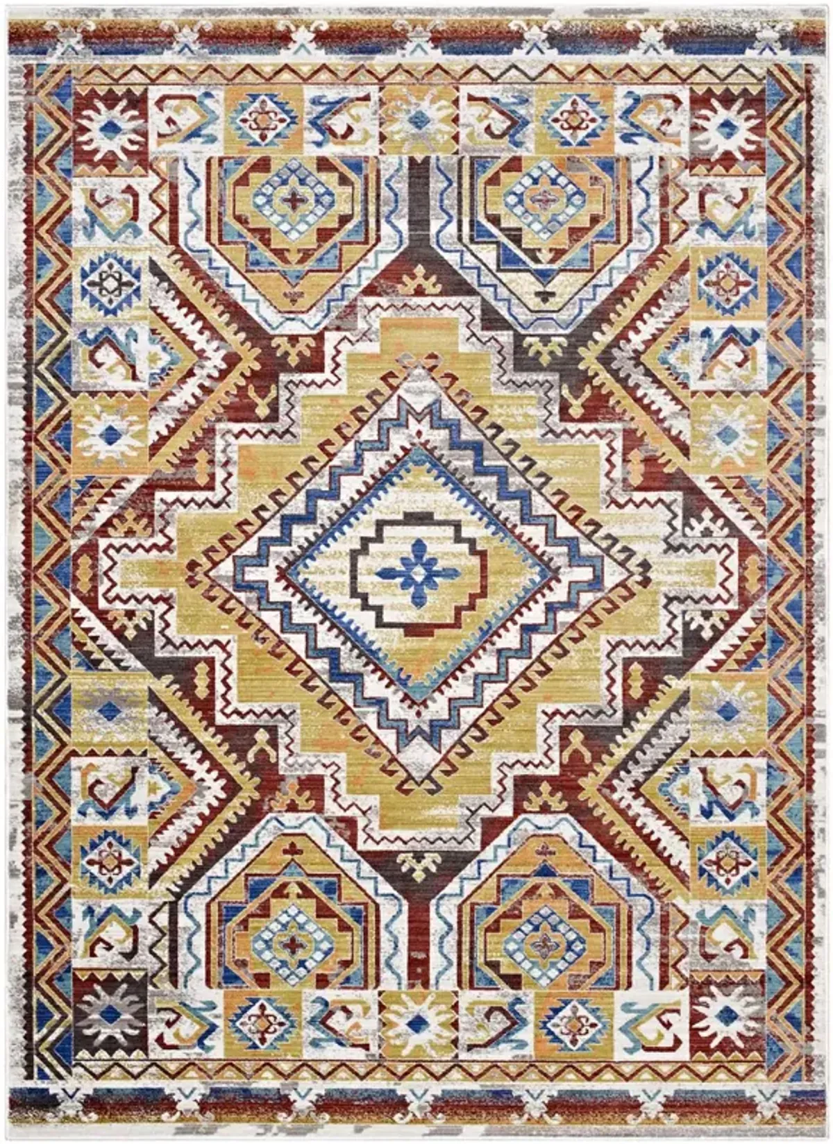 Florita Distressed Southwestern Aztec 8x10 Area Rug - Multicolored