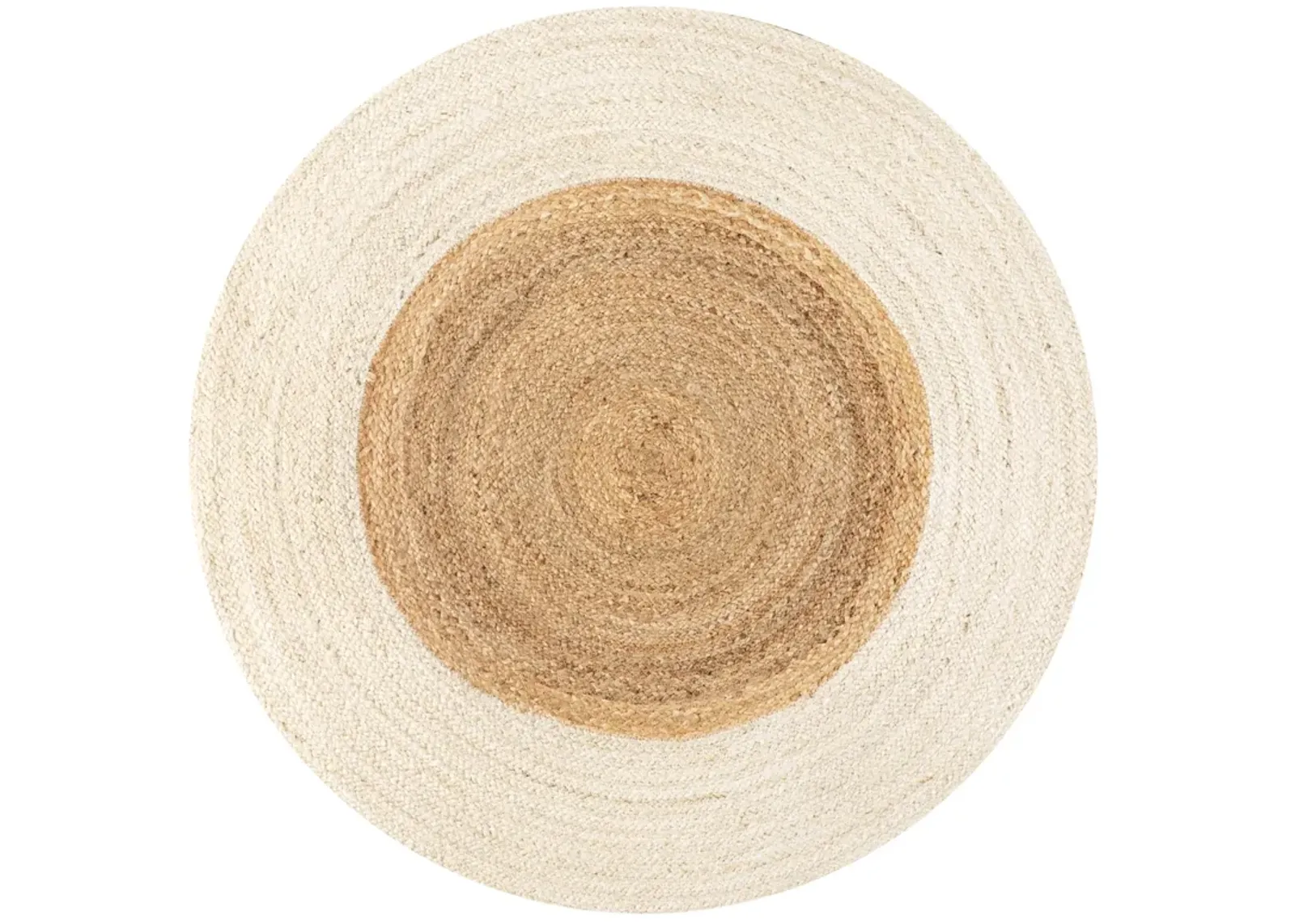 Oceana Two-Tone Boho Jute Circle Cream/Natural Round Area Rug