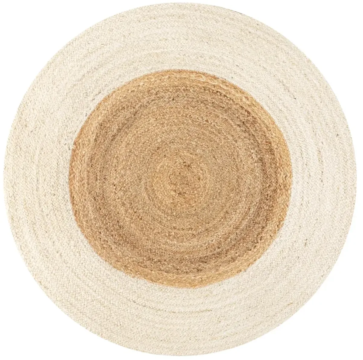 Oceana Two-Tone Boho Jute Circle Cream/Natural Round Area Rug