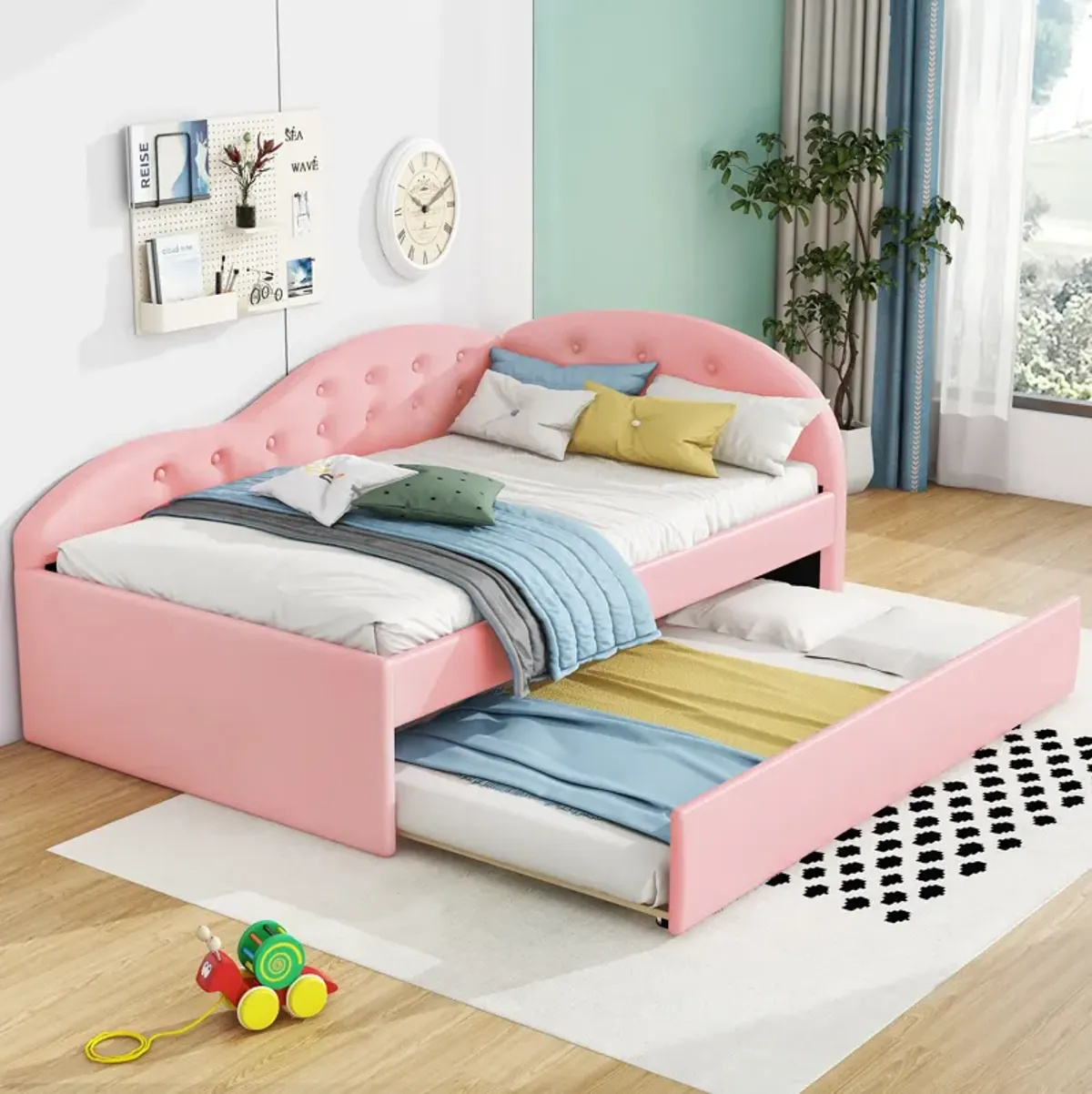 Merax PU Tufted Daybed with Trundle