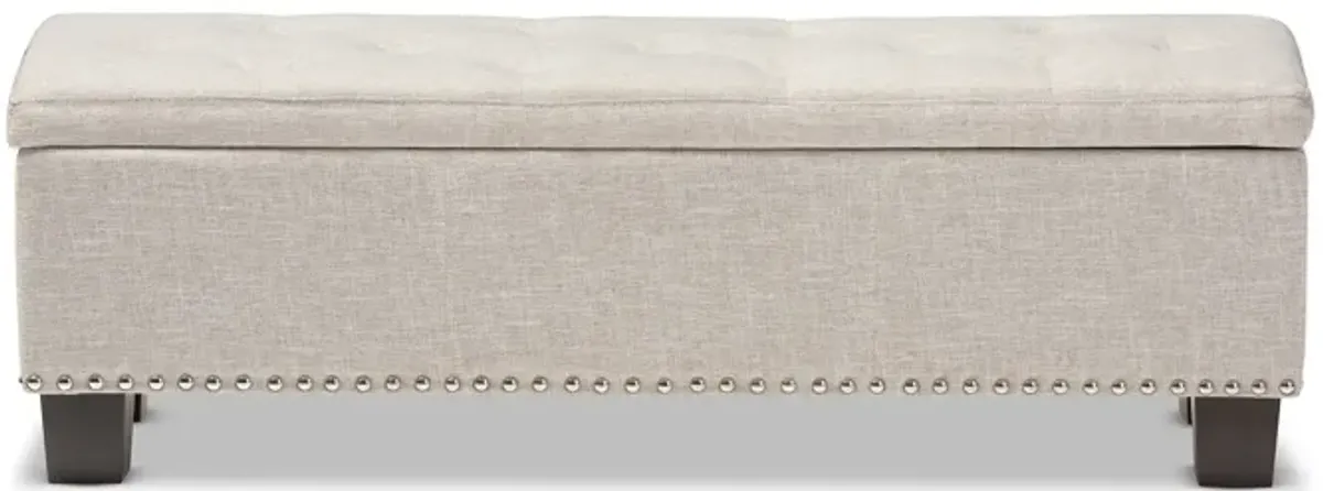 Baxton Studio Hannah Modern Dark Grey Fabric Upholstered Button Tufting Storage Ottoman Bench