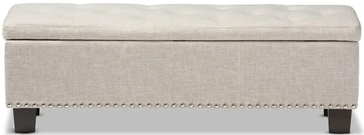 Baxton Studio Hannah Modern Dark Grey Fabric Upholstered Button Tufting Storage Ottoman Bench