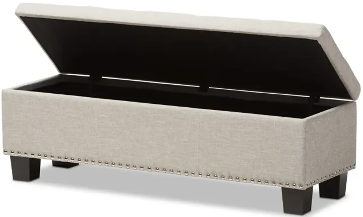 Baxton Studio Hannah Modern Dark Grey Fabric Upholstered Button Tufting Storage Ottoman Bench