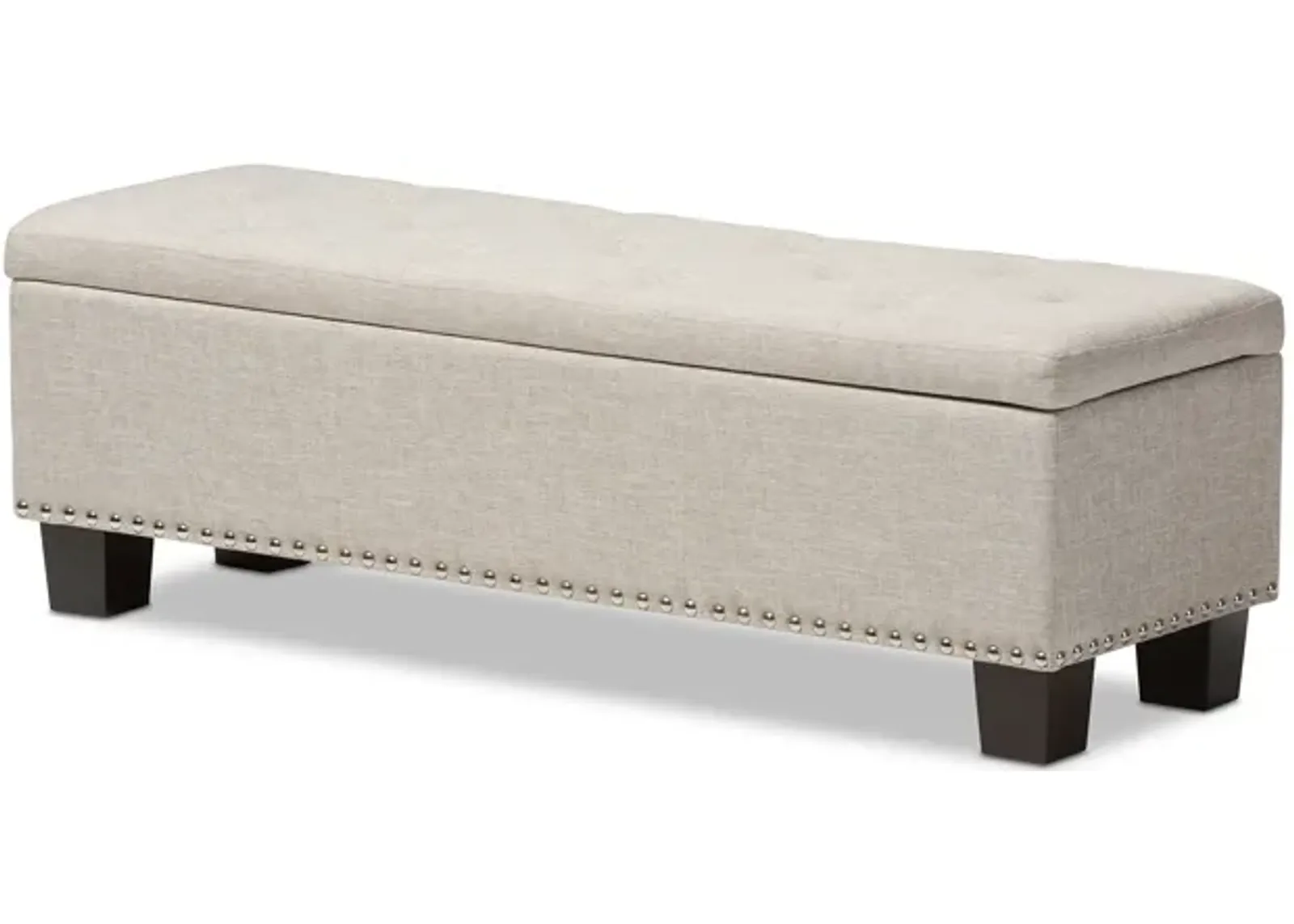 Baxton Studio Hannah Modern Dark Grey Fabric Upholstered Button Tufting Storage Ottoman Bench