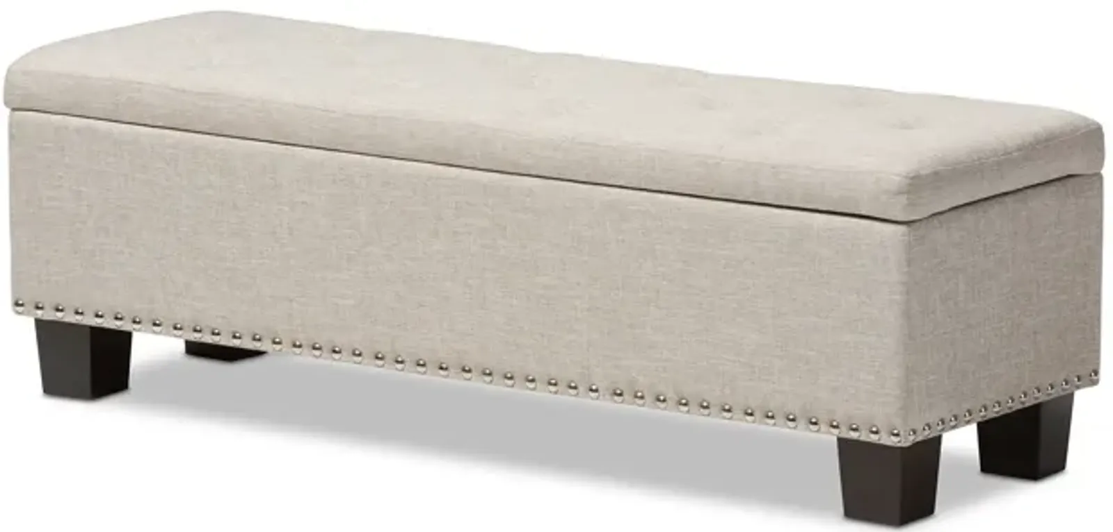 Baxton Studio Hannah Modern Dark Grey Fabric Upholstered Button Tufting Storage Ottoman Bench