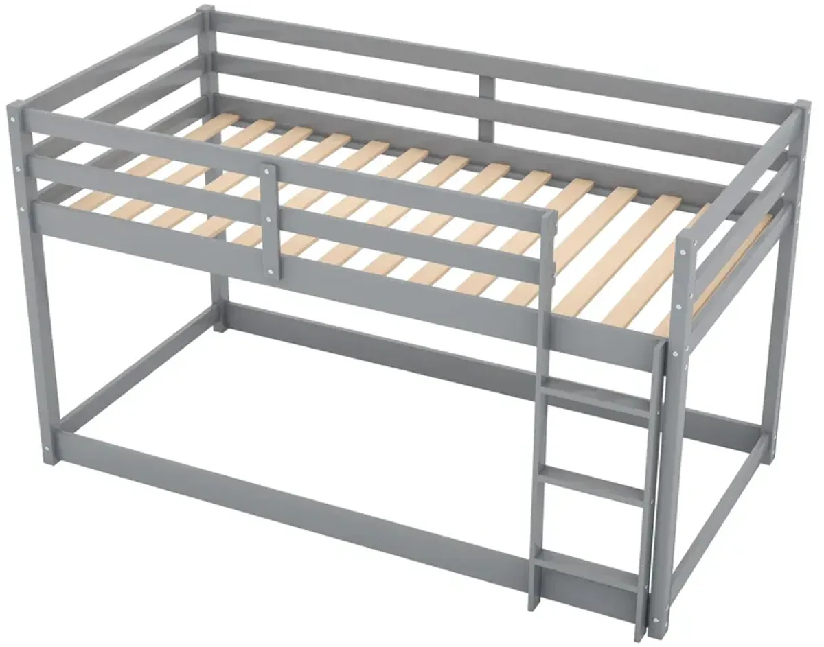 Merax Twin over Twin Floor Bunk Bed with Ladder