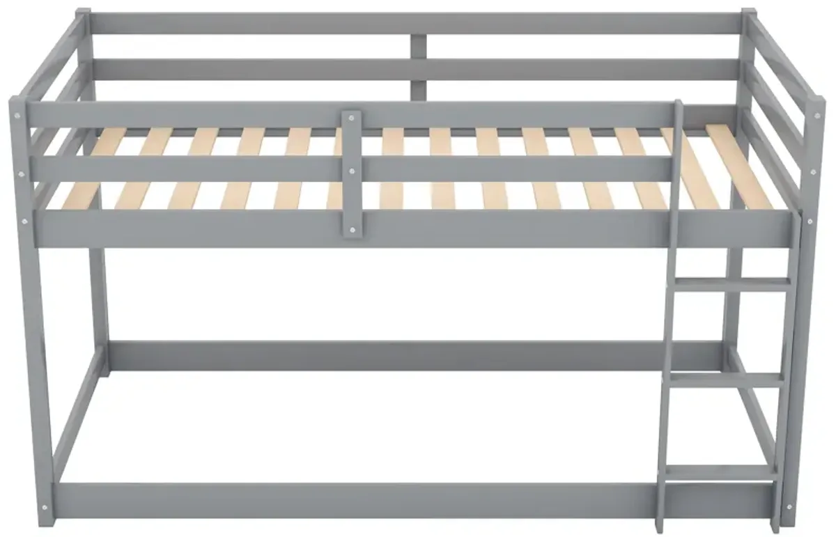 Merax Twin over Twin Floor Bunk Bed with Ladder