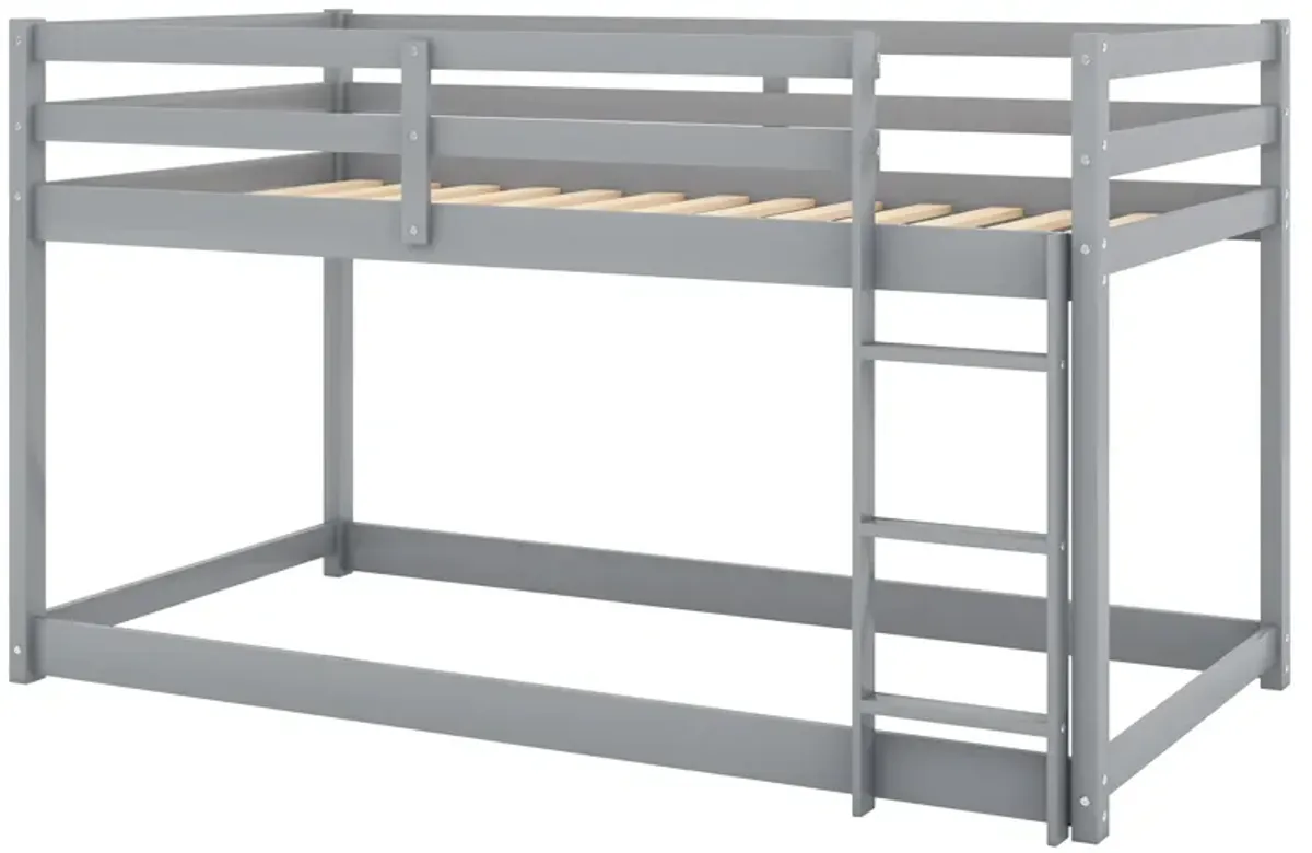 Merax Twin over Twin Floor Bunk Bed with Ladder