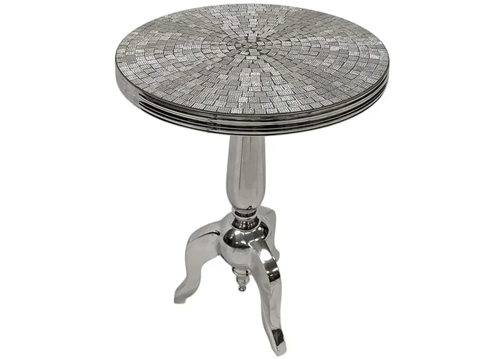 Carolina Living Diana Mirror Mosaic Accent Table - Chrome