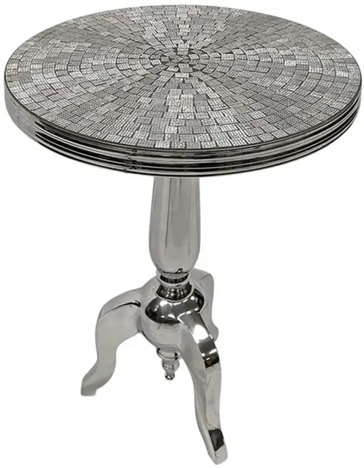 Carolina Living Diana Mirror Mosaic Accent Table - Chrome