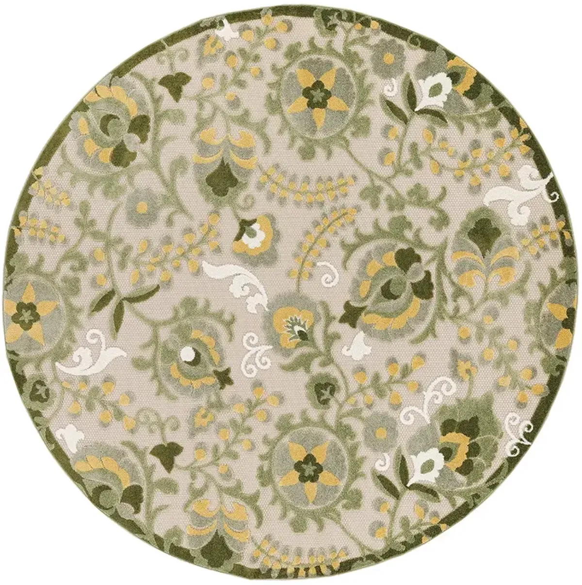 Aloha ALH17 Ivory/Green 7'10" x Round Rug