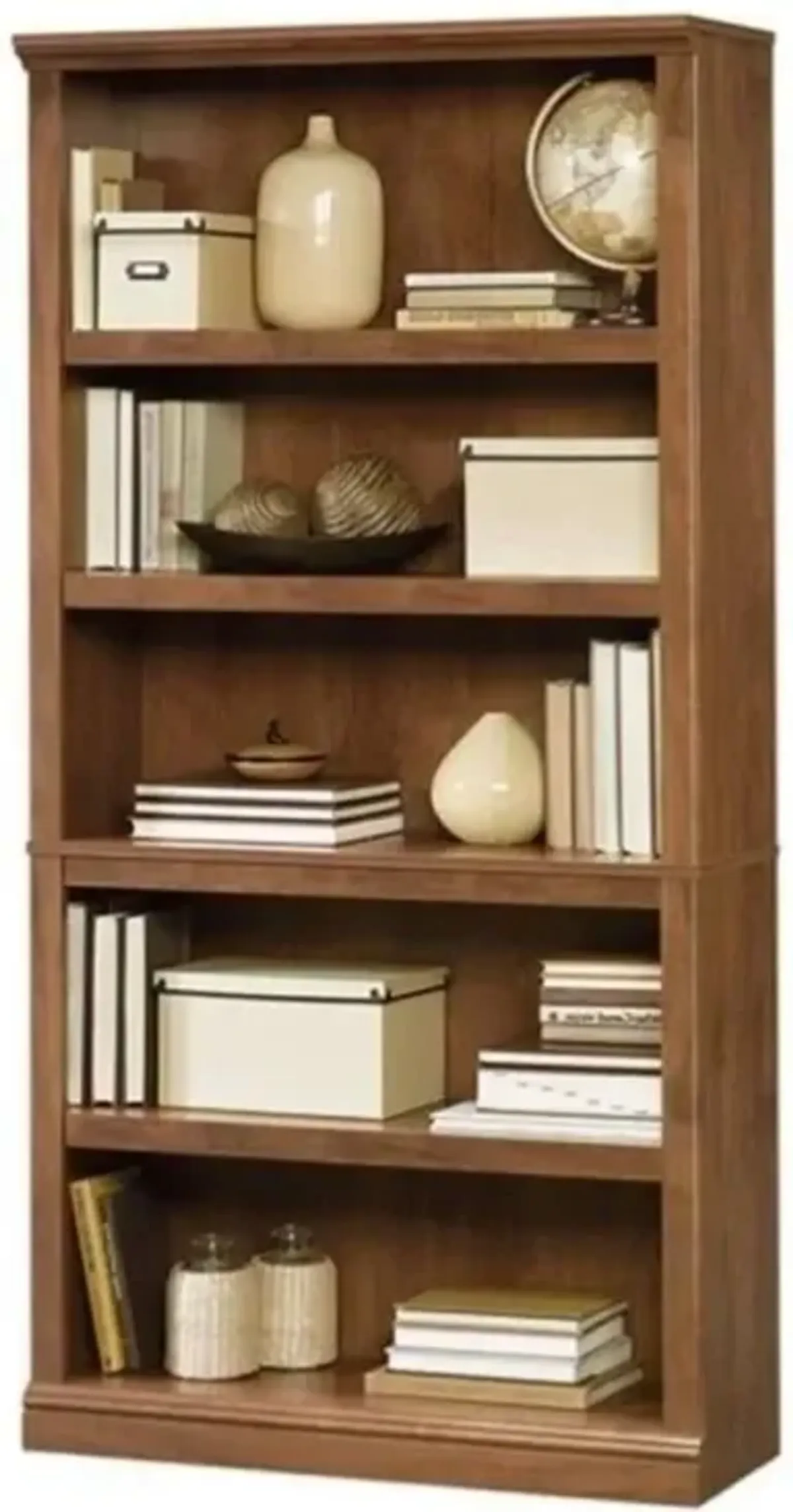 Hivvago 5-Shelf Bookcase in Medium Brown Oak Finish