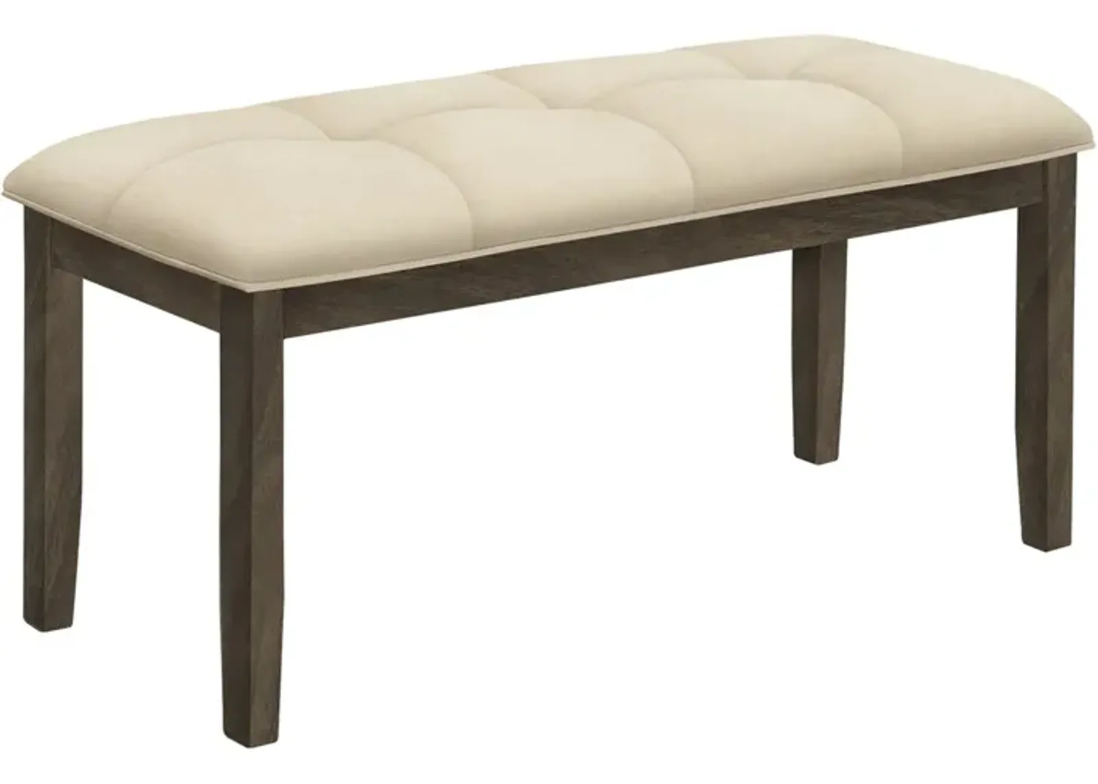 Monarch Specialties I 1377 - Bench, 44" Rectangular, Dining Room, Entryway, Kitchen, Hallway, Upholstered, Wood, Cream Fabric, Grey Solid Wood, Transitional