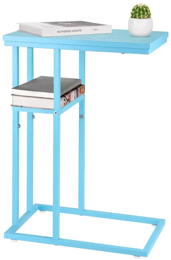 Yoobure C Shaped End Table, Side Table for Couch and Bed, Small Side Table for Small Spaces, Living Room, Bedroom, Rustic Snack