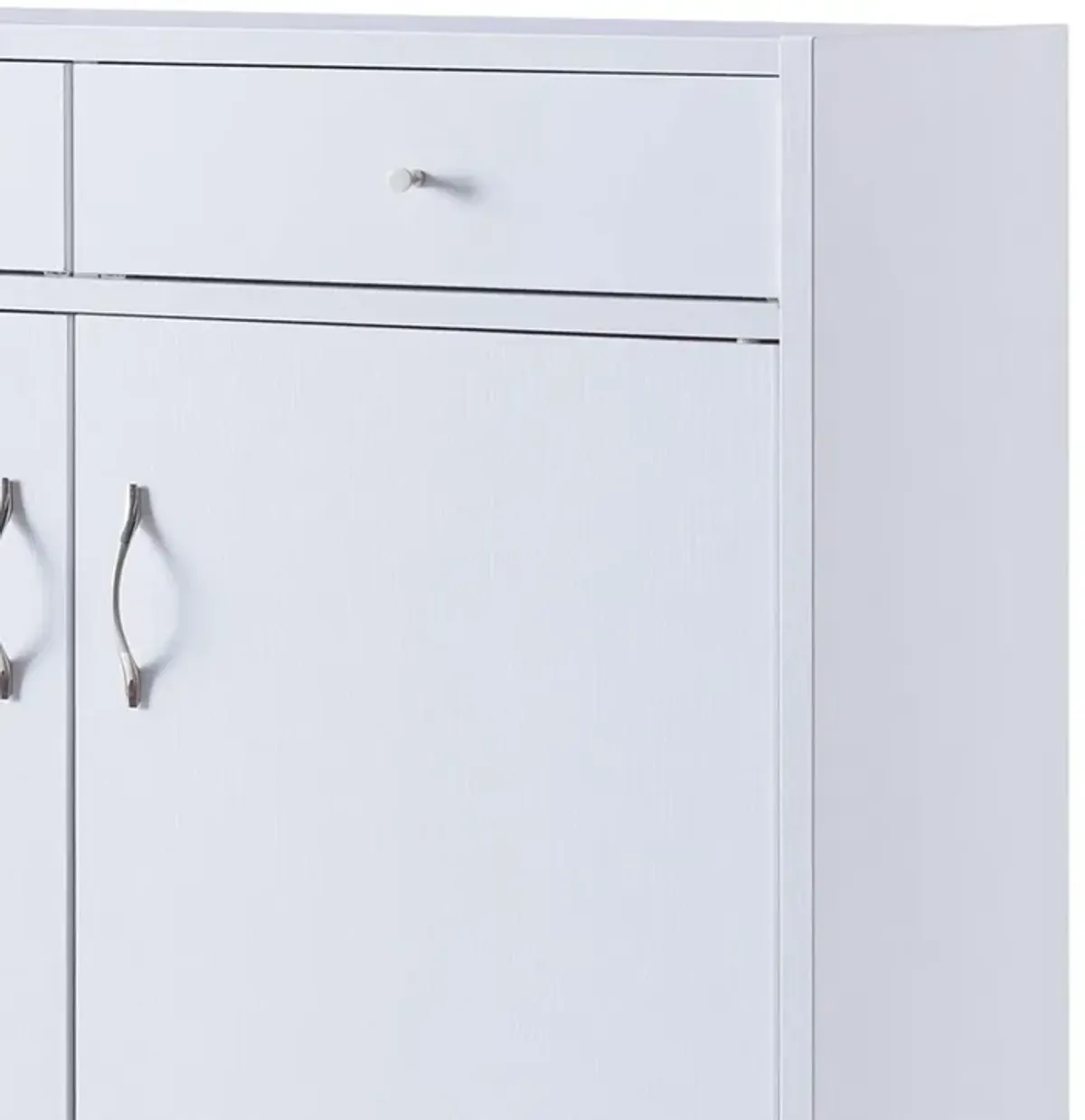 47 Inch 2 Door Wooden Shoe Cabinet, White-Benzara