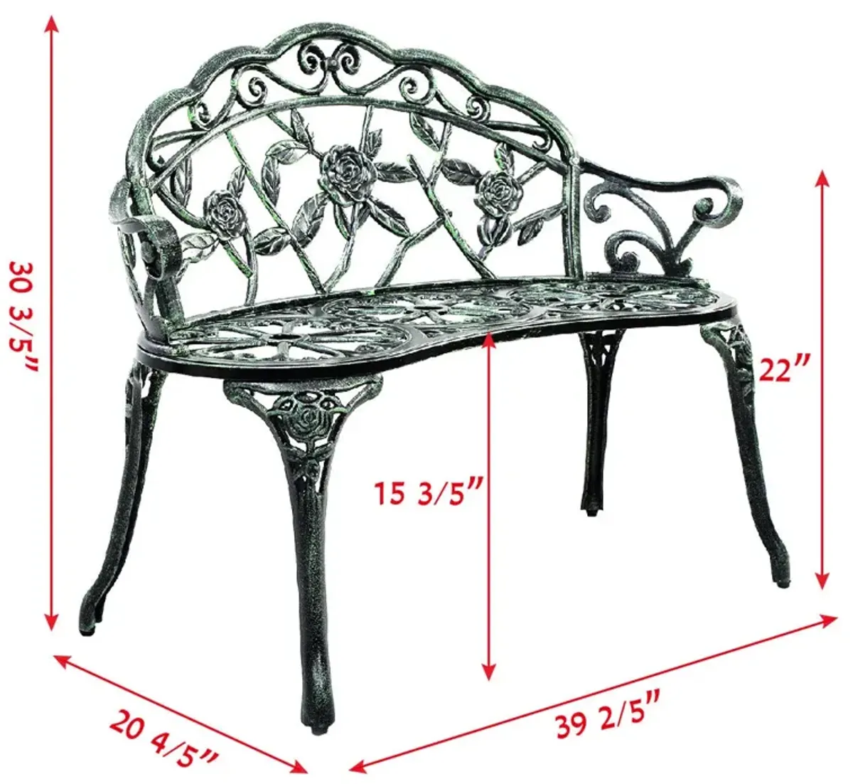 Aluminum Patio Outdoor Garden Bench Chair Loveseat Cast