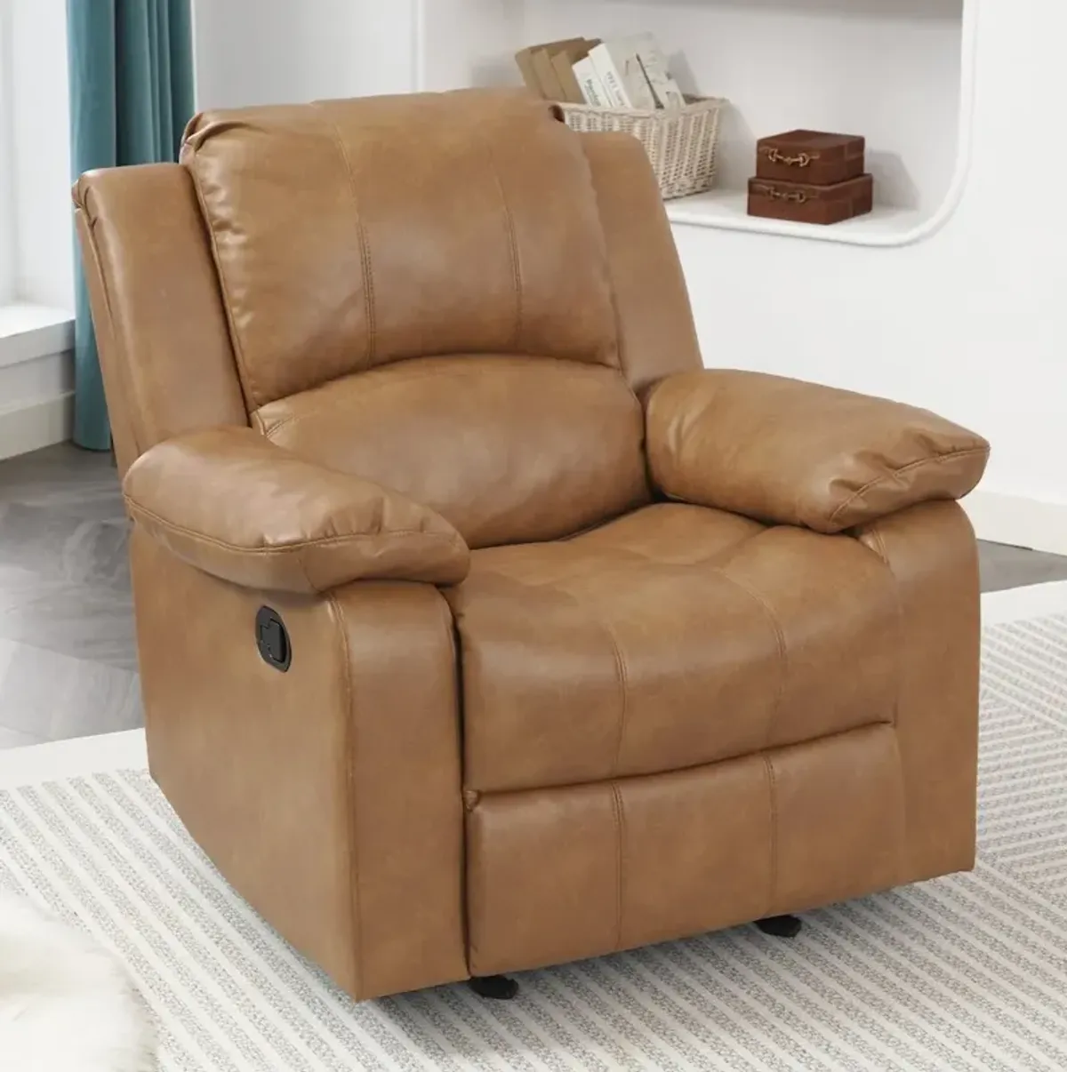 Comfort Pointe Clifton Saddle Leather Gel Glider Rocker Recliner