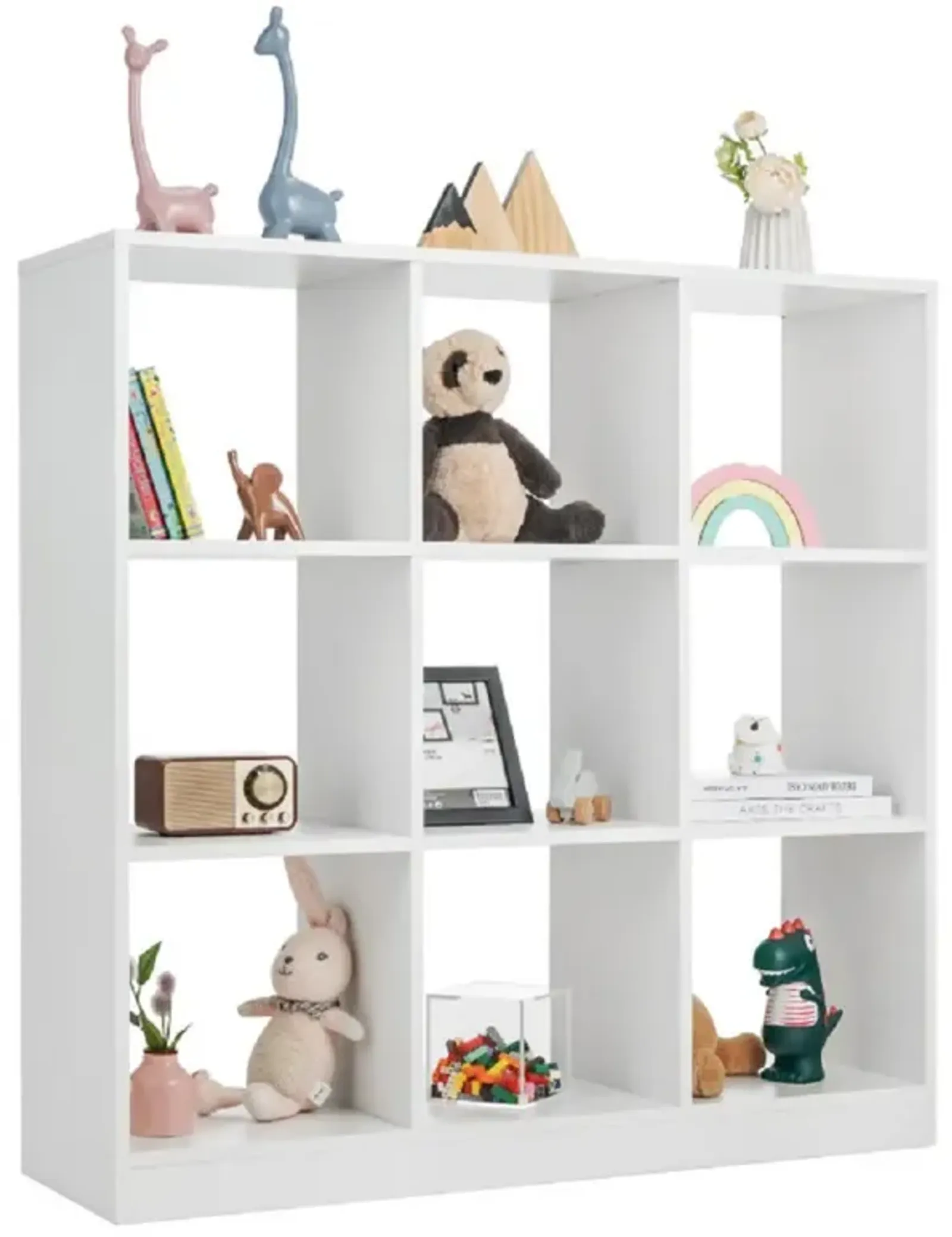 Modern 9-Cube Bookcase with 2 Anti-Tipping Kits for Books Toys Ornaments-White