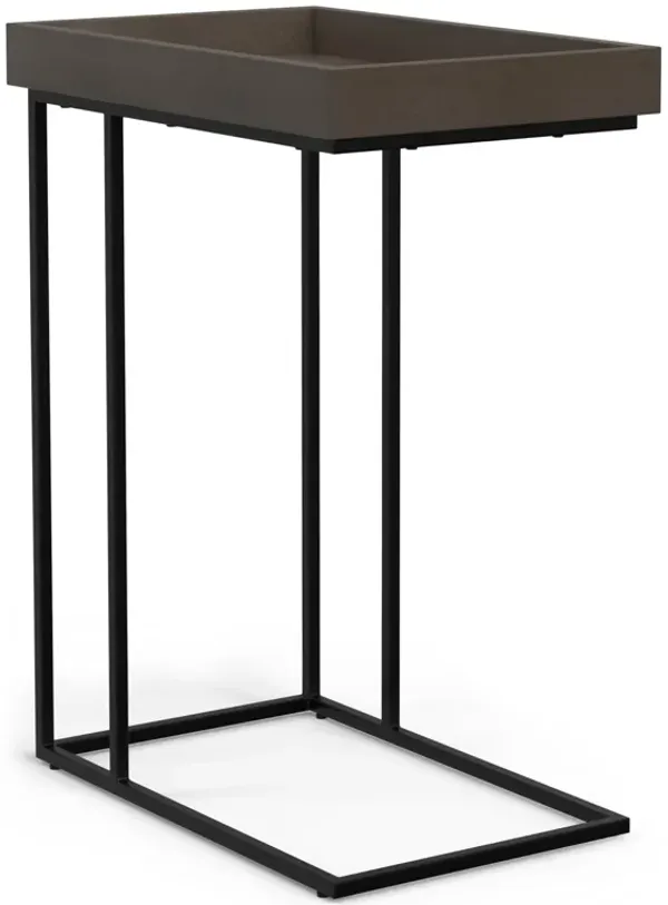 SIMPLIHOME Gallagher Solid Mango Wood and Metal 12 inch Wide Rectangle Industrial C Side Table in Walnut Brown, Fully Assembled