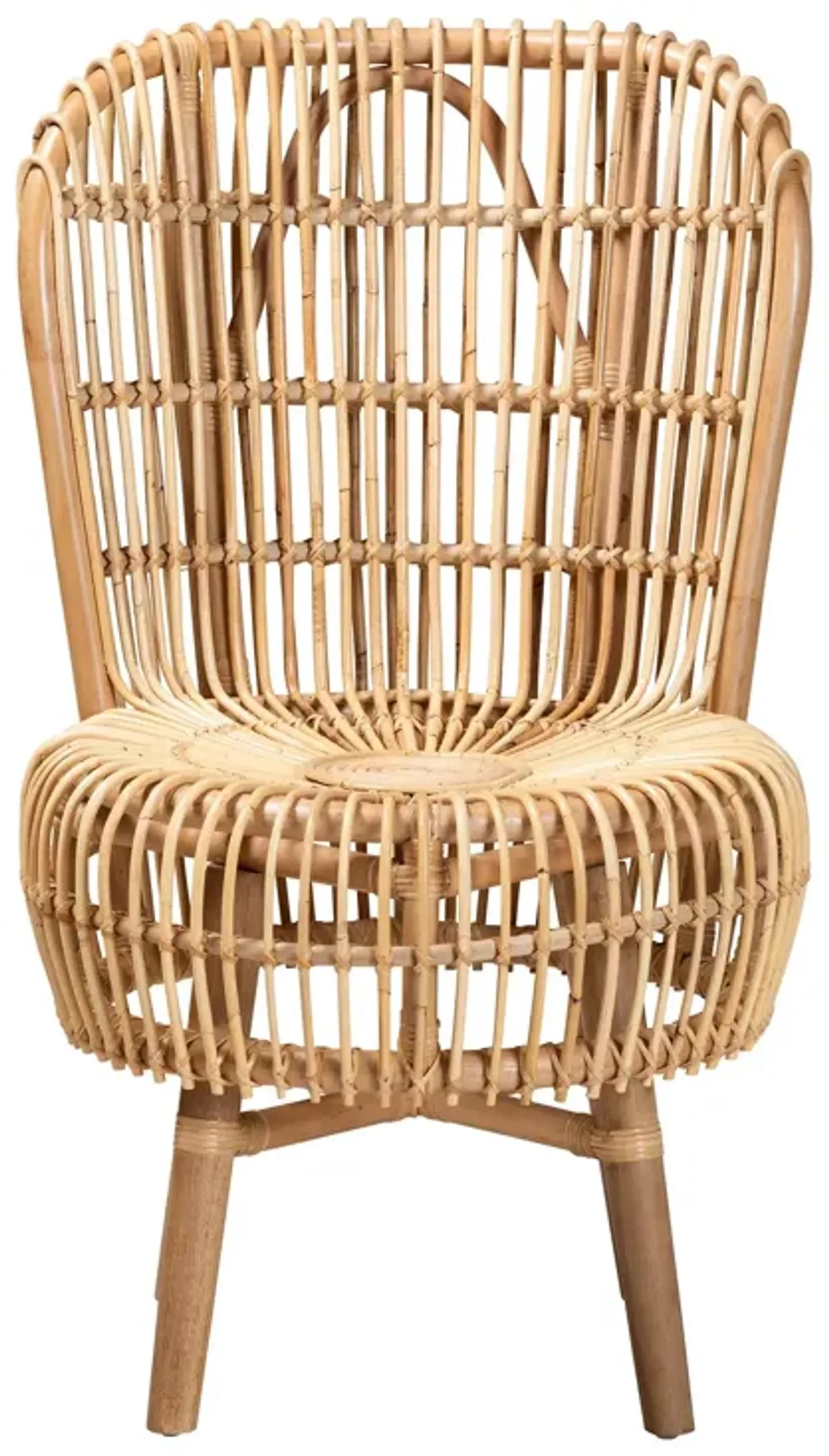 Baxton Studio Nagoya Modern Bohemian Natural Rattan Tall Lounge Chair