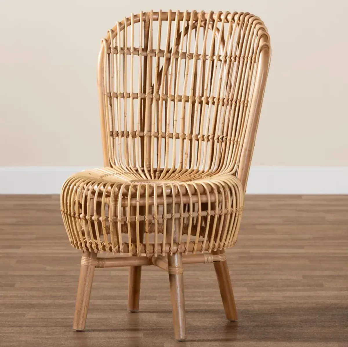 Baxton Studio Nagoya Modern Bohemian Natural Rattan Tall Lounge Chair