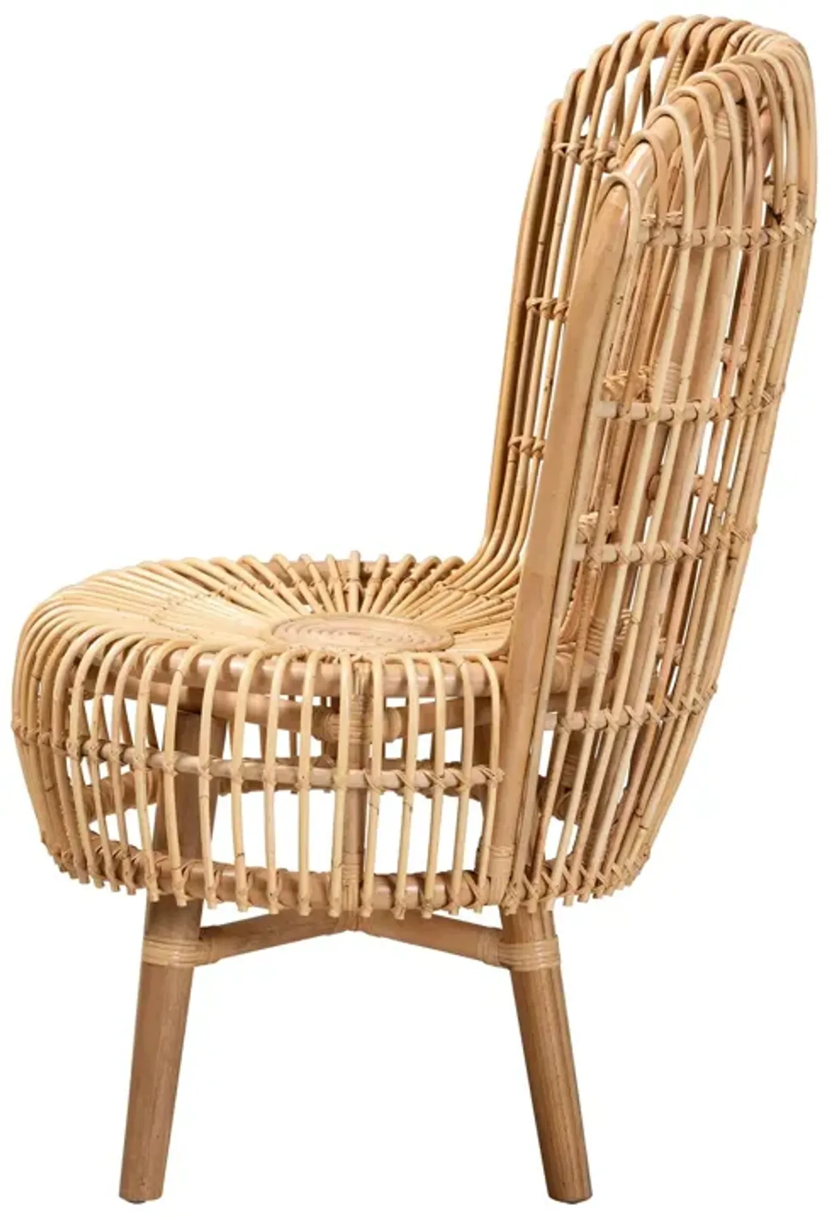 Baxton Studio Nagoya Modern Bohemian Natural Rattan Tall Lounge Chair