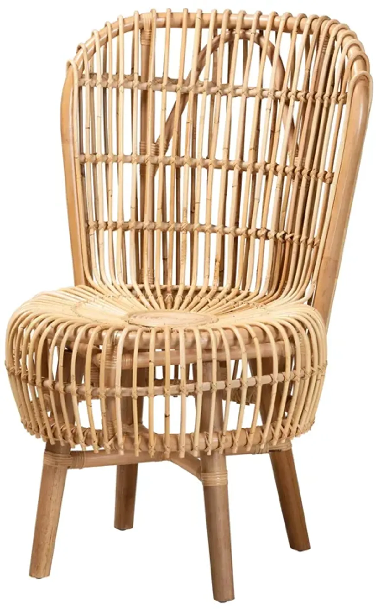 Baxton Studio Nagoya Modern Bohemian Natural Rattan Tall Lounge Chair